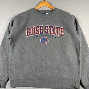 Boise State University Broncos Crewneck Sweatshirt Gray Large Big Cotton